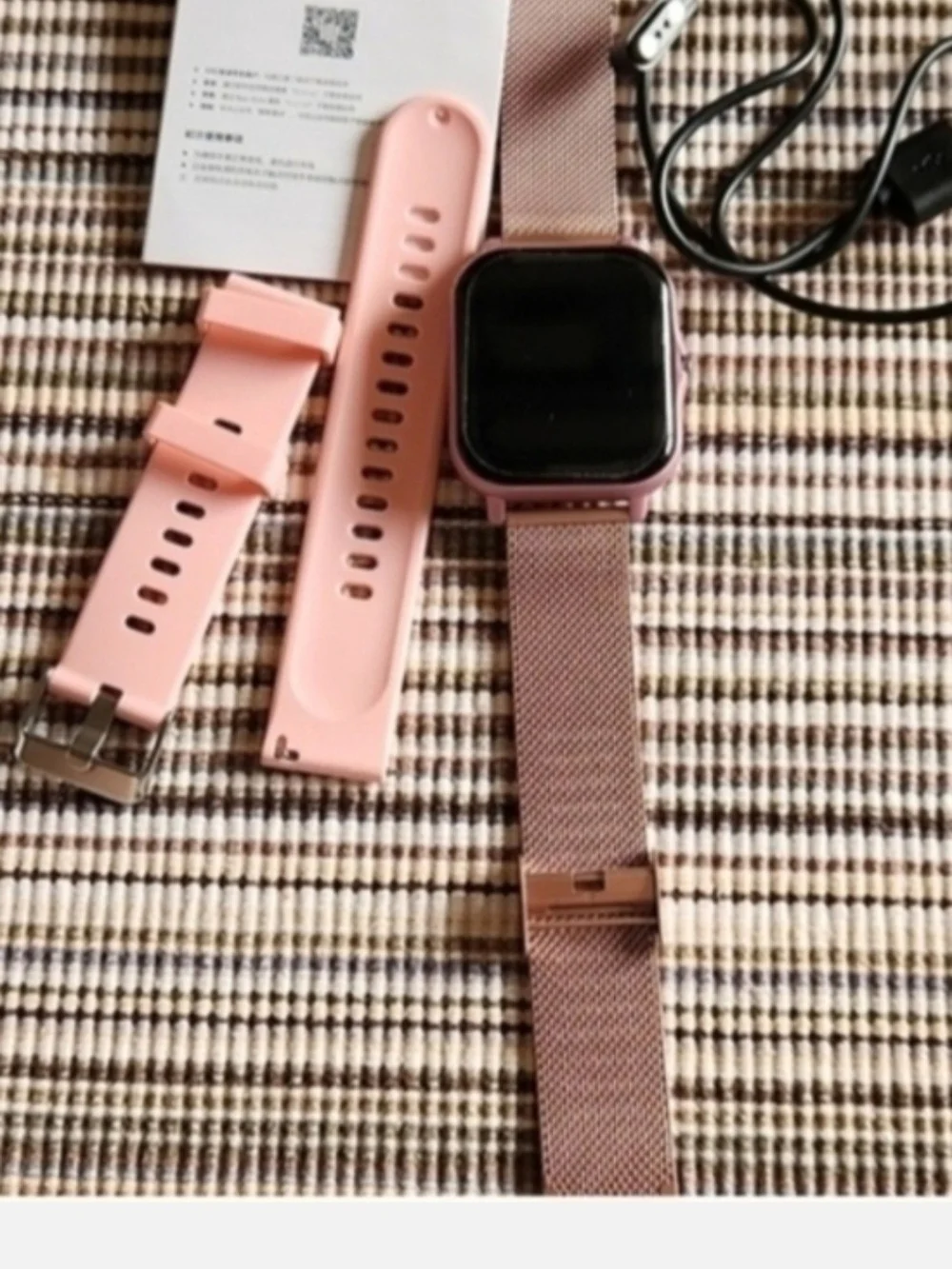 Smart Watch with Pink Band - Fashion Fitness Tracker